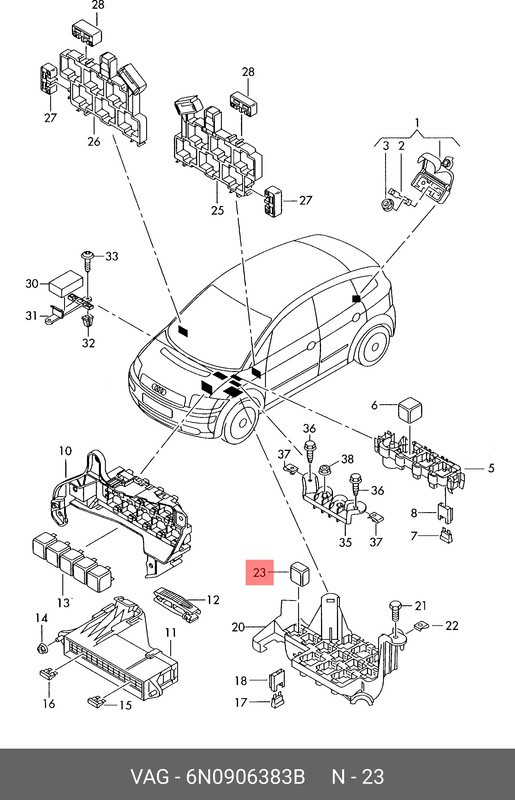 6N0906383B, Реле универсальное VW SHARAN /SKODA FABIA