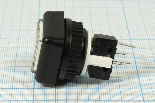 Переключатель кнопочный \220\ 3,0\(ON)-(ON)\d24\ ILбел12В\5C\IGT-2(26*26; №338 W ПКн\250\ 3\(SPDT)\d24\чер\ ILбел12В\\5C\IGT-2\26x26