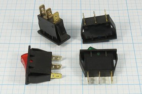 Клавишный выключатель красный,с подсветкой 12В/35А, c фиксацией; №1078 R Пкл\12\35\ON-OFF\\чер\ ILкр\\3T\IRS101-2C-12VDC\