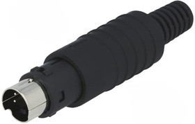 4850.1410, Вилка, DIN mini, "папа", PIN 4, пайка, на провод 4850.1410, Вилка, DIN mini, "папа", PIN 4, пайка, на провод