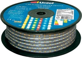 Светодиодная лента ULS-2835-60LED/m-10mm- IP67-220V-8W/m-50M-BLUE 50м. UL-00000859