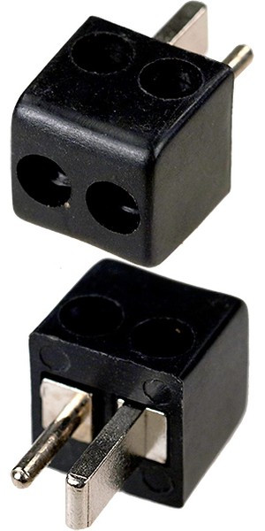 1-606, разъем аудио"точка-тире" штекер пластик на кабель черный "кубик"