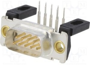 DE09P564TXLF, Разъем D-Sub; PIN: 9; гнездо; "папа"; на PCB; угловой 90°; THT; 5А