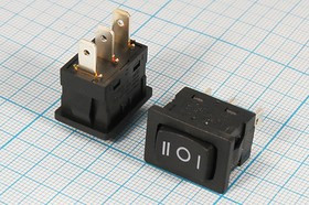 Переключатель клавишный на три положения, 3T, 250В/7.5А, (ON)-OFF-(ON), черный, SC788; №9417 A Пкл\\ 8\(ON)-OFF-(ON)\\ чер\чер\\3T\SC788\