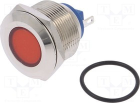 IND22-24R-C, Индикат.лампа LED, плоский, 24ВDC, 24ВAC, Отв d22мм, латунь IND22-24R-C, Индикат.лампа LED, плоский, 24ВDC, 24ВAC, Отв d22мм, латунь