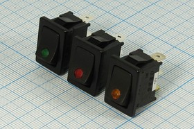 Автомобильный выключатель с жёлтой подсветкой 12В/16А, c фиксацией; №2107 Y Пкл\12\16\ON-OFF\\чер\IL- СД12Вжел\\3T\R13-66BWY\