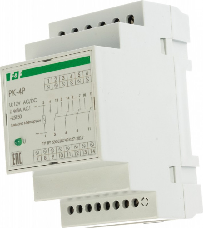 Реле промежуточное (электромагнитное) PK-4P/Un12V ЕВРОАВТОМАТИКА