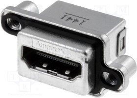 MHDR-A111-30, Разъем: HDMI, гнездо, PIN: 19, позолота, угловой 90°, THT, IP67 MHDR-A111-30, Разъем: HDMI, гнездо, PIN: 19, позолота, угловой 90°, THT, IP67