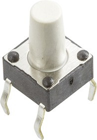 430156095726, White Tactile Switch, SPST 50 mA @ 12 V dc 6.1mm Through Hole