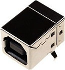 USBB-1J (DS1099-B), Розетка на плату, тип B (черная) угловая