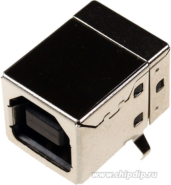 USBB-1J (DS1099-B), Розетка на плату, тип B (черная) угловая