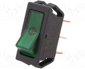 R13-249B-01-BG, ROCKER; SPST; Pos: 2; ON-OFF; 20A/12VDC; green; neon lamp; 50m?