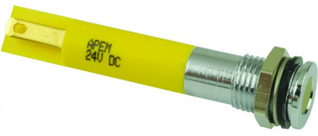Q8F1CXXY24E, LED Indicator, Solder Lug / Faston 2.8 x 0.8 mm, Fixed, Yellow, DC, 24V