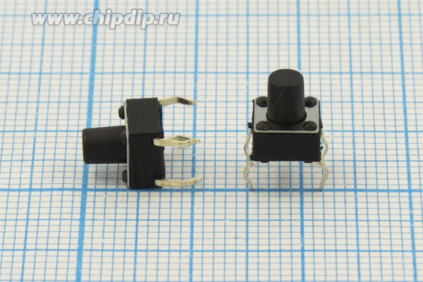 Тактовая кнопка, 6.0x 6.0x 7.5, алгоритм работы NO, контакты 4PF