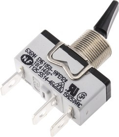 636NH/2, Toggle Switch, Panel Mount, On-On, SPST, Tab Terminal