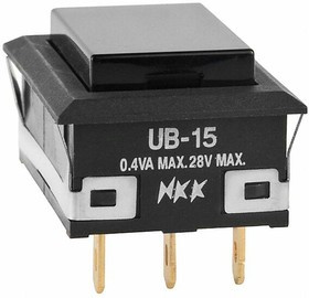 UB15NKG01N-A, Pushbutton Switches ON(ON) RECT BLK CAP .4VA SNAP-IN LUG