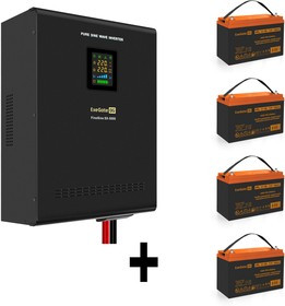 EX296670RUS, Комплект ИБП EX296004RUS + батарея 100Aч EX285656RUS 4шт (инвертор, синус, для котла, настенный) ExeGate FineSine SX-5000.LCD.A