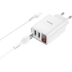 Блок питания (сетевой адаптер) HOCO C86A Illustrious 2xUSB, 2.4A с кабелем Lightning (1м) с дисплеем