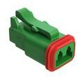 AT06-2S-RD01GRN, Conn Housing PL 2 POS Crimp ST Cable Mount Green