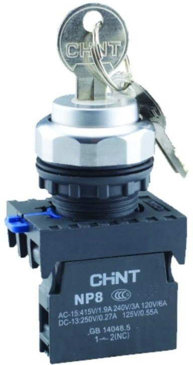 578130, Переключатель ключом NP8-10Y/21, 2 положения фиксацией, 1НО, IP65