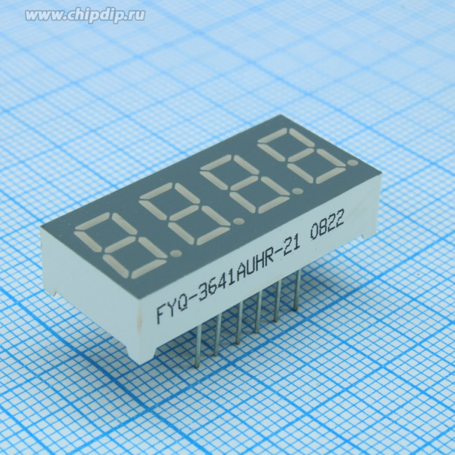 FYQ-3641AUHR-21, 4-х разрядный индикатор 9,2мм/красный/ 650нм/30-60мКд/ОК