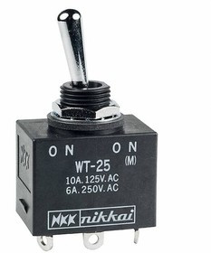 WT25S, Toggle Switches ON None (ON) DPDT Solder Lug Panel Mnt