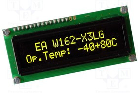 EA W162-X3LG, Дисплей: OLED, алфавитно-цифровой, 16x2, Разм: 80x36мм, PIN: 16