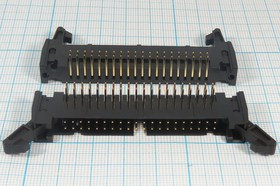 Разъем (IDC) IDCC-40MR вилка, шаг P2.54x2.54, контакты 40P, на плату, угловой, IDCC-40MR