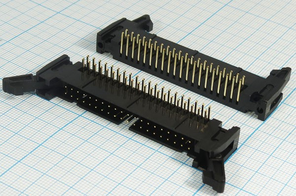 Разъем (IDC) IDCC-40MR вилка, шаг P2.54x2.54, контакты 40P, на плату, угловой, IDCC-40MR