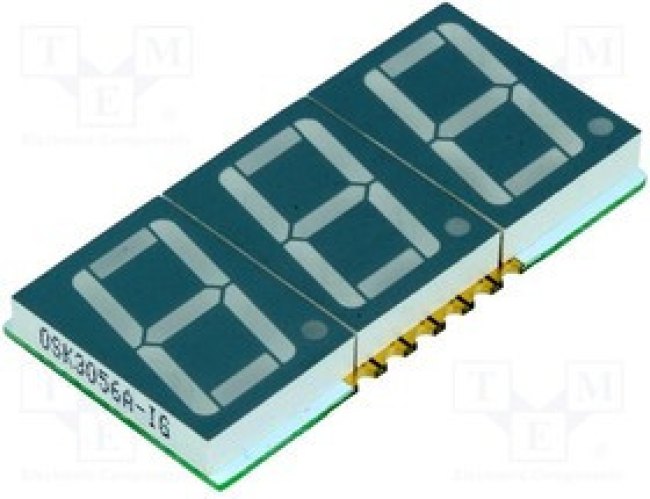 OSK3056A-LG, Дисплей: LED, 7-сегментный, 14,22мм, 0,56", II.зн: 3, зеленый, катод