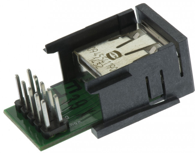 09455411902, Harting Right Angle, Through Hole, Socket Type A 2.0 USB Connector