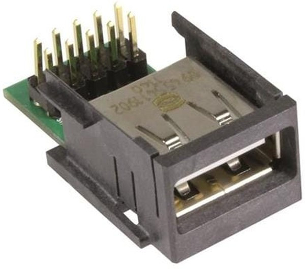 09455411902, Harting Right Angle, Through Hole, Socket Type A 2.0 USB Connector