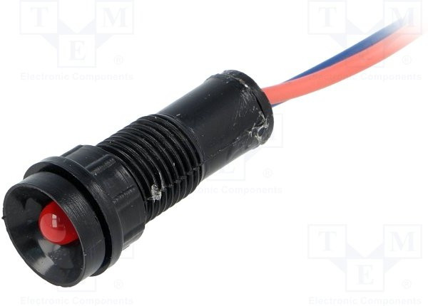LR-D5-12AC/DC, Индикат.лампа: LED, вогнутый, 12ВDC, 12ВAC, Отв: d11мм, IP40