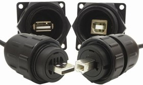 DCC-USBAB-180, USB Connectors SEALED USB A PLUG FI. TWST LOCK