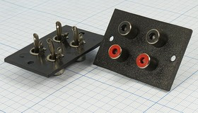 Разъем RCA х 4 розетка, на блок 2 отверстия, 2 красный + 2 черный