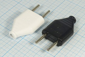 Вилка сетевого питания 250В/10А, на кабель, белого цвета; №7720 W штек пит AC 4,0x19\2P19\10/ 250\каб\винт\бел\\