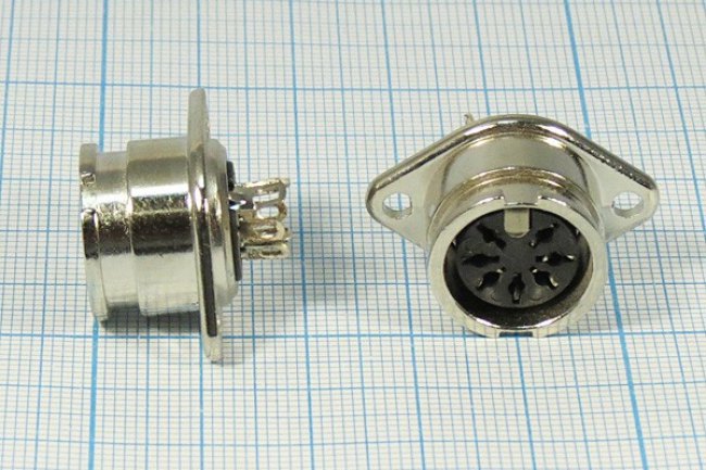 Разъем DIN 7HP[45/41]+1C розетка, на блок, фланец