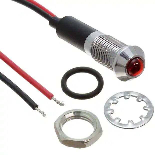 FL1M-8SW-1-R2V, LED Panel Mount Indicators LED RED 8MM NUT 2VAC/DC