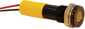Q8F3BXXY24E, Светодиодный индикатор в панель, обрамление из черного хрома, Желтый, 24 В DC, 8 мм, 20 мА, 6 мкд
