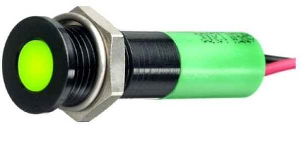 Q8F3BXXY24E, Светодиодный индикатор в панель, обрамление из черного хрома, Желтый, 24 В DC, 8 мм, 20 мА, 6 мкд Q8F3BXXY24E, Светодиодный индикатор в панель, обрамление из черного хрома, Желтый, 24 В DC, 8 мм, 20 мА, 6 мкд