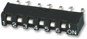 SIP-06T, DIP / SIP переключатель, 6 схем(-а), Ползунок, Сквозное Отверстие, SPST, 50 В, 10 мА