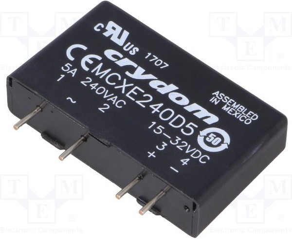 MCXE240D5, Relay SSR 15mA 32V DC-IN 5A 280V AC-OUT 4-Pin SIP