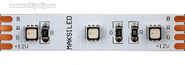 ML-R60-3535-RGB-S, Cветодиодная лента, RGB, 12В, 60д/м, 14Вт/м, IP20, 10.2мм, 1м MAKSILED