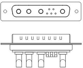 680M9W4103L201, D-Sub Mixed Contact Connectors STD POWER-D 9W4 20A MALE SOLDER