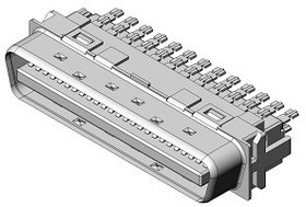 DF02P050F22A1, DF02 50 Way Cable Mount D-sub Connector Plug, 1.27mm Pitch