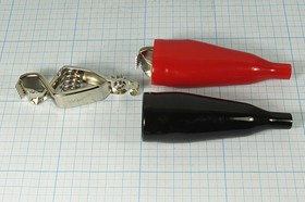 Зажим металлический изолированный красный L 70мм, 25А, кабель под винт; №1449 зажим L 70мм\25А\ \каб\изол кр\винт