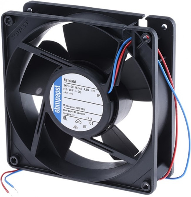 5214NM, 5200 N Series Axial Fan, 24 V dc, DC Operation, 187m³/h, 4.6W, 192mA Max, 127 x 127 x 38mm