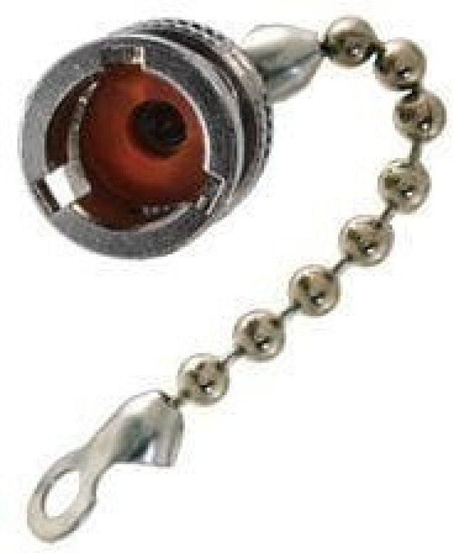 RFI75-4, RF Connector Accessories TRB JK RFI Cap w/ 3" Brass Chain