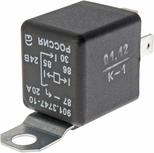 751.3777-10, Реле электромагнитное 24V 4-х контактное 20/10А замык. с кронштейном АВАР