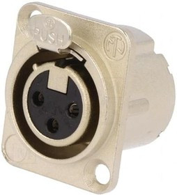 NC3FD-LX, XLR Connectors 3P FEM NICKEL/SILVER DUPLEX GRD CONTACT